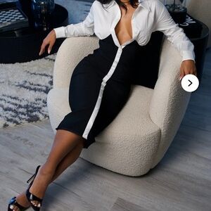 Elegant Black and White Button-Down Skirt